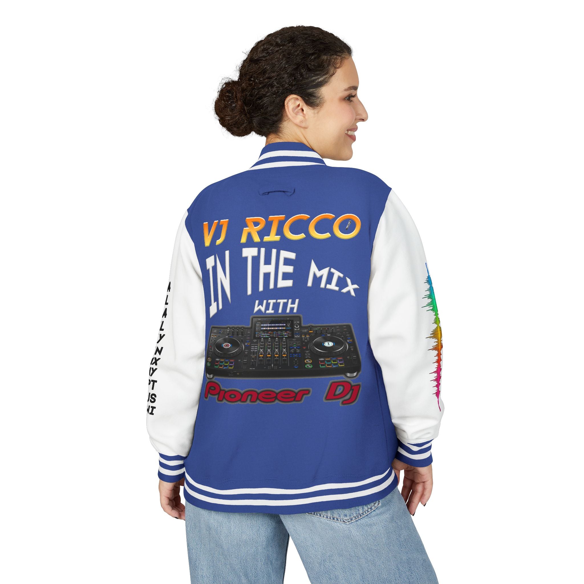 "VJ Ricco"🎤 Unisex Letterman Jacket – Personalize with Name, Year, State & DJ brand