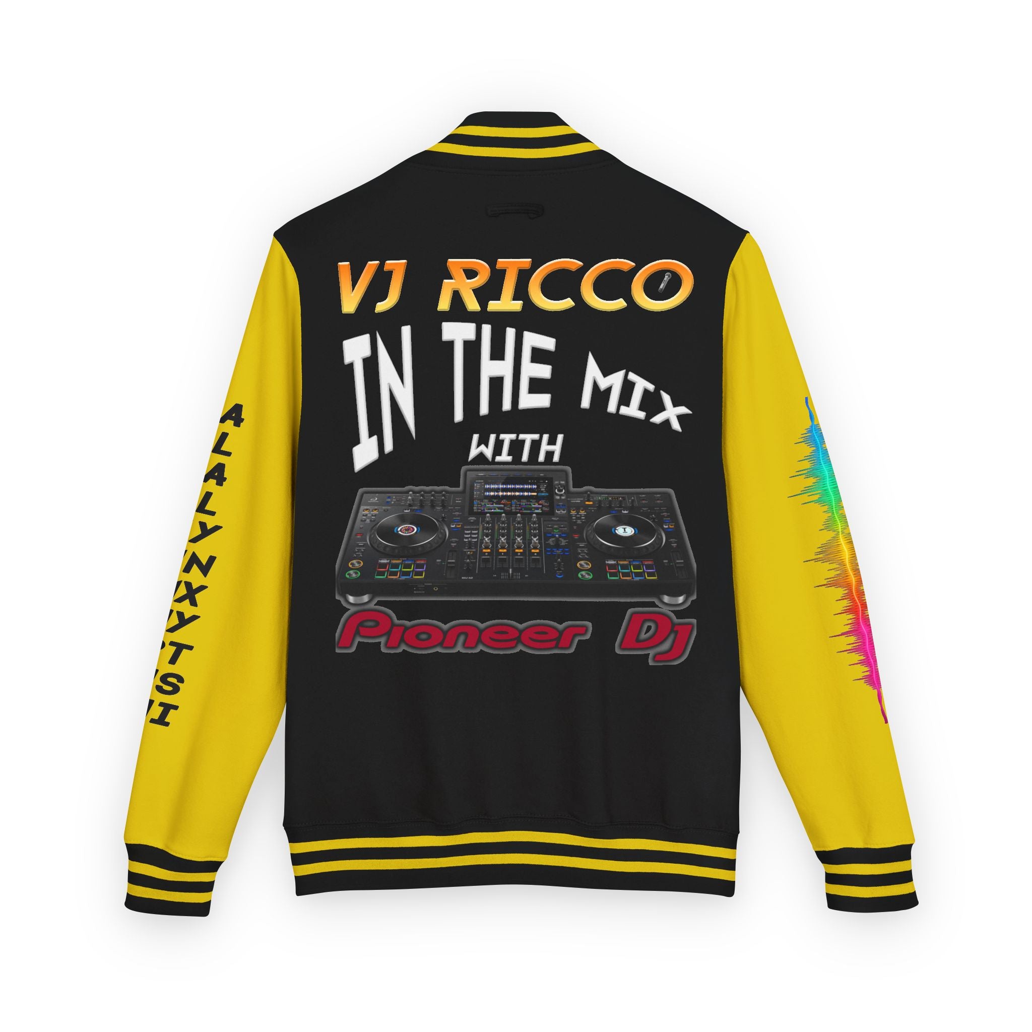 "VJ Ricco"🎤 Unisex Letterman Jacket – Personalize with Name, Year, State & DJ brand