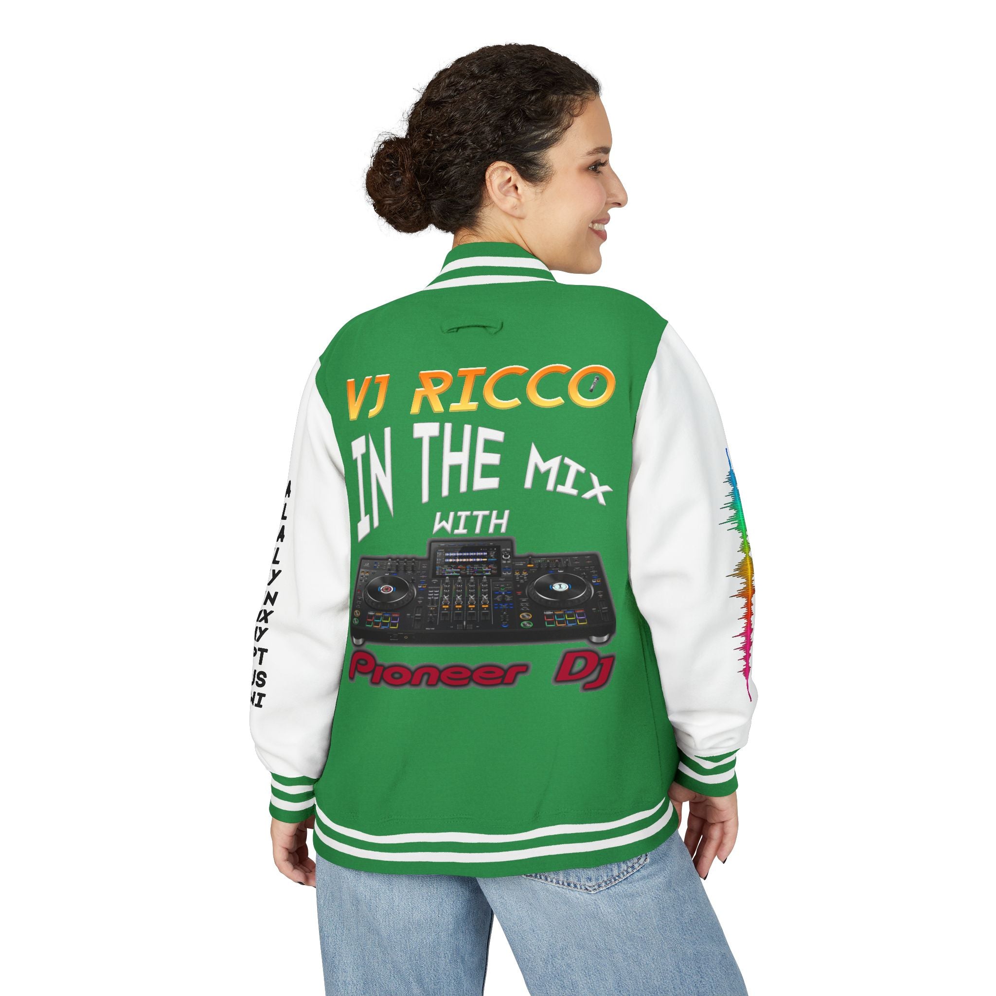 "VJ Ricco"🎤 Unisex Letterman Jacket – Personalize with Name, Year, State & DJ brand