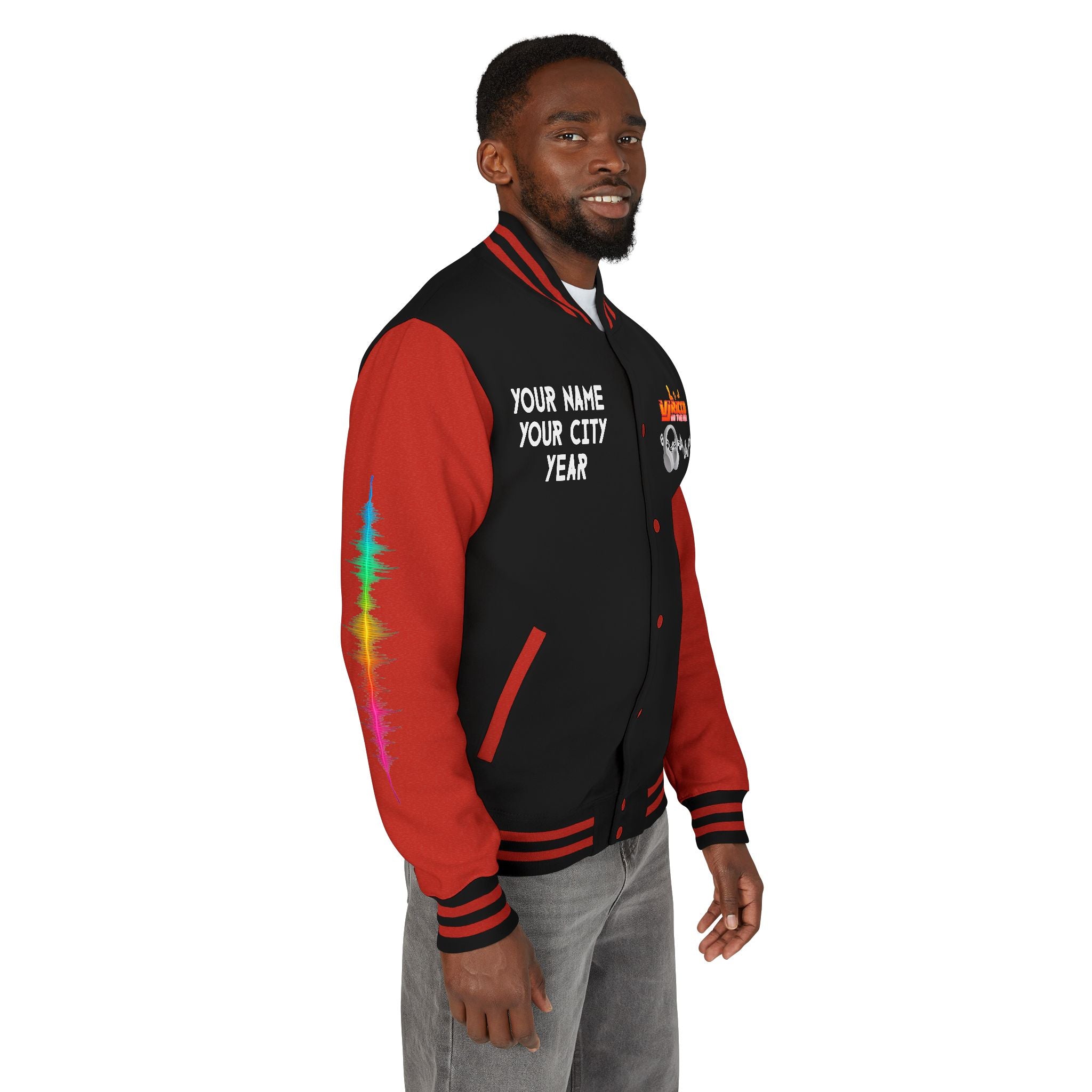 "VJ Ricco"🎤 Unisex Letterman Jacket – Personalize with Name, Year, State & DJ brand