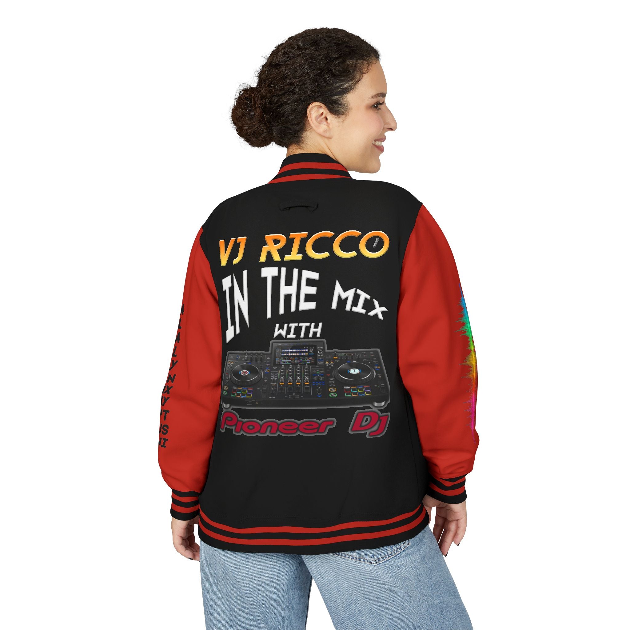 "VJ Ricco"🎤 Unisex Letterman Jacket – Personalize with Name, Year, State & DJ brand