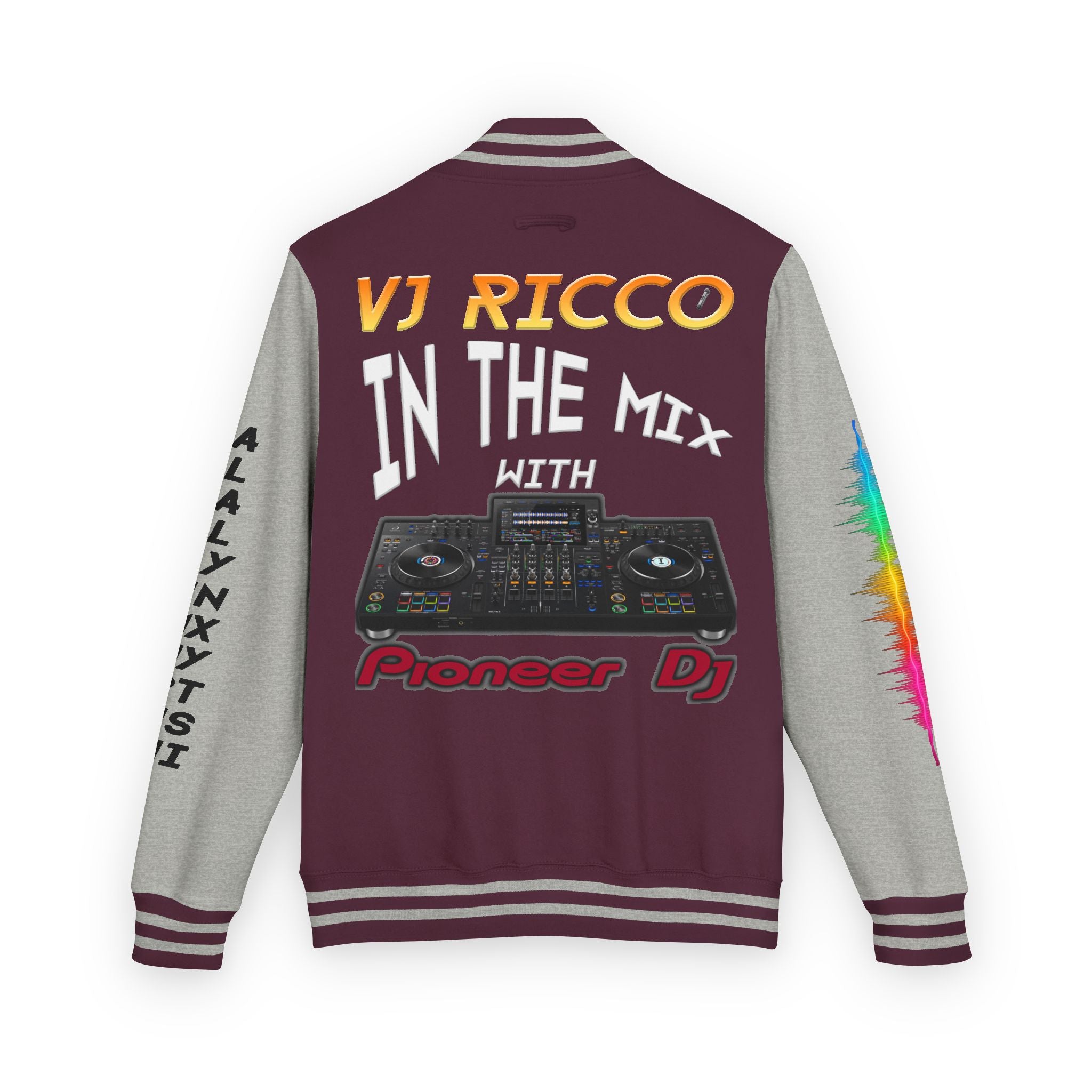 "VJ Ricco"🎤 Unisex Letterman Jacket – Personalize with Name, Year, State & DJ brand