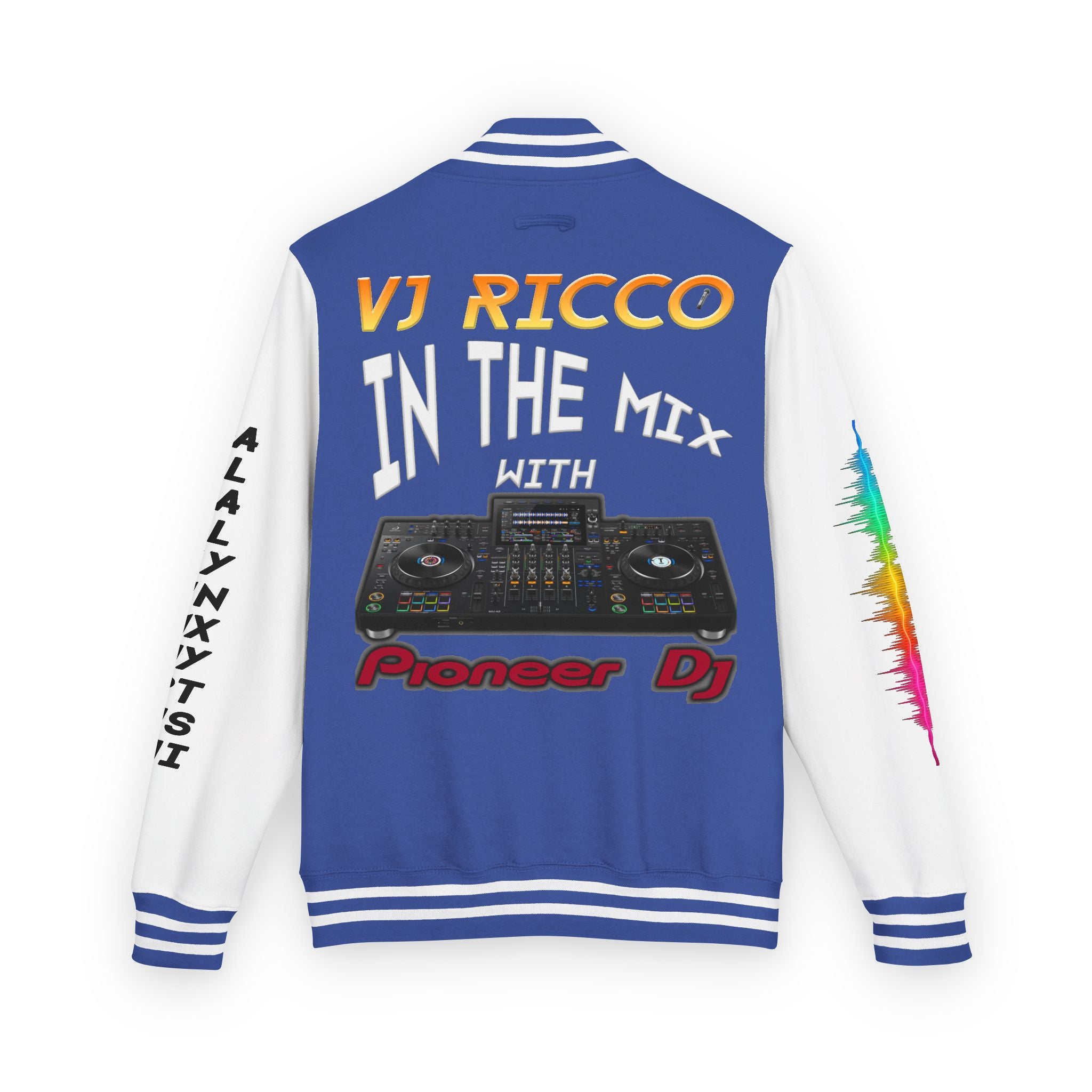 "VJ Ricco"🎤 Unisex Letterman Jacket – Personalize with Name, Year, State & DJ brand