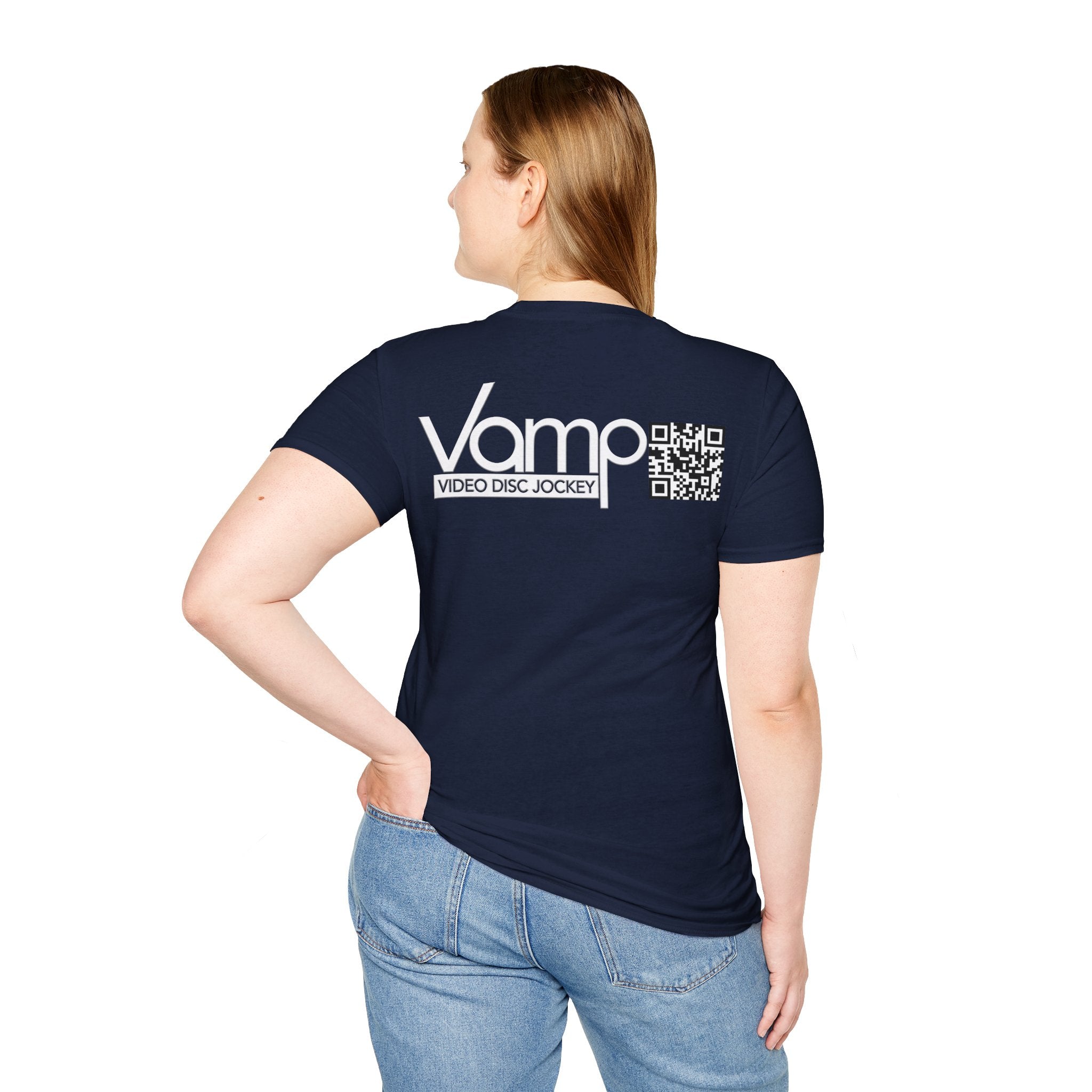 "DJ VAMP" 🎧Personalized Logo Tee – Bold, Loud, and Made to Move - QR