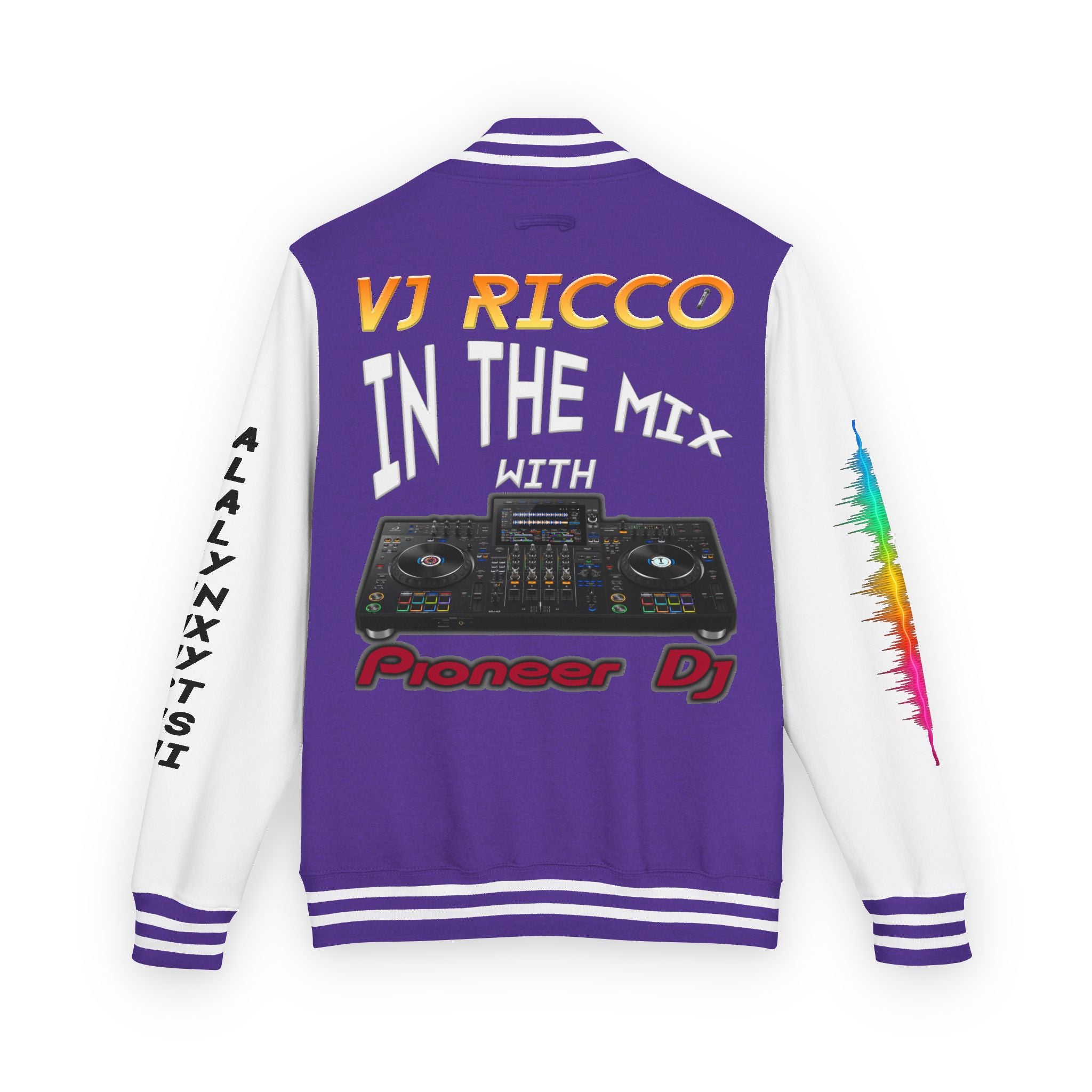 "VJ Ricco"🎤 Unisex Letterman Jacket – Personalize with Name, Year, State & DJ brand