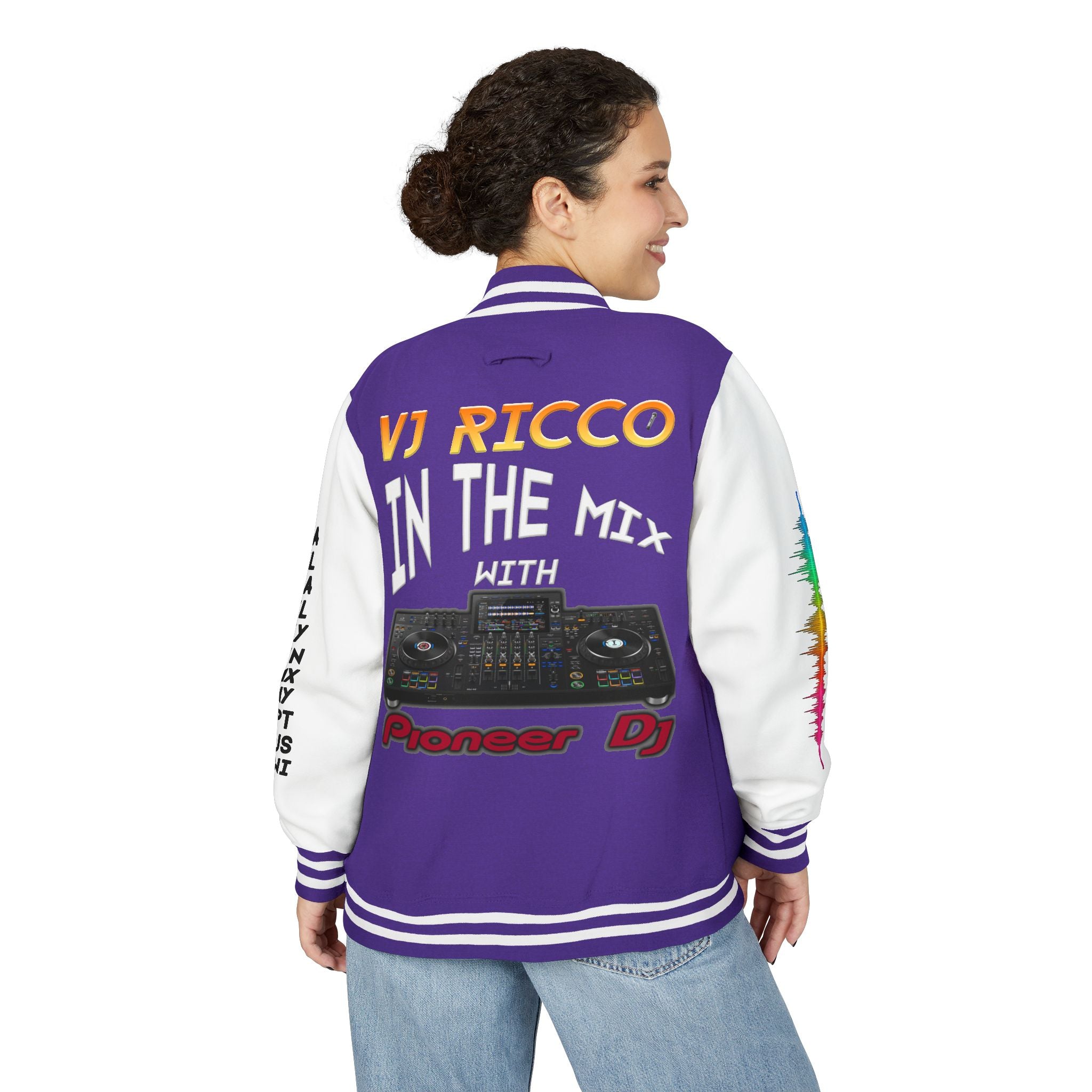 "VJ Ricco"🎤 Unisex Letterman Jacket – Personalize with Name, Year, State & DJ brand