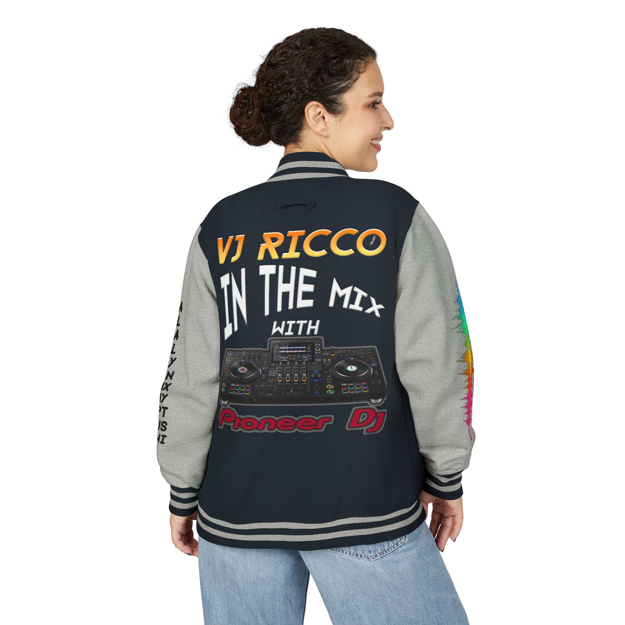 "VJ Ricco"🎤 Unisex Letterman Jacket – Personalize with Name, Year, State & DJ brand