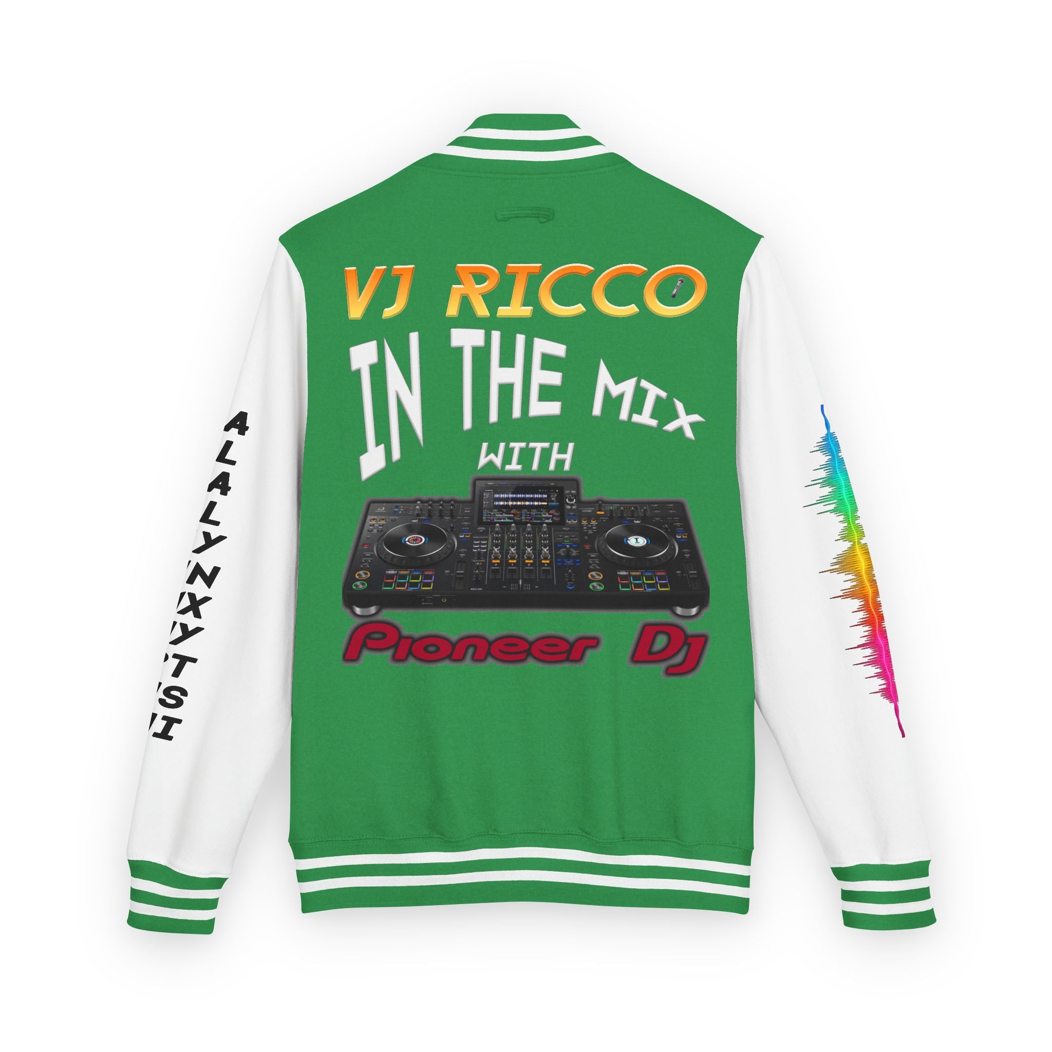 "VJ Ricco"🎤 Unisex Letterman Jacket – Personalize with Name, Year, State & DJ brand