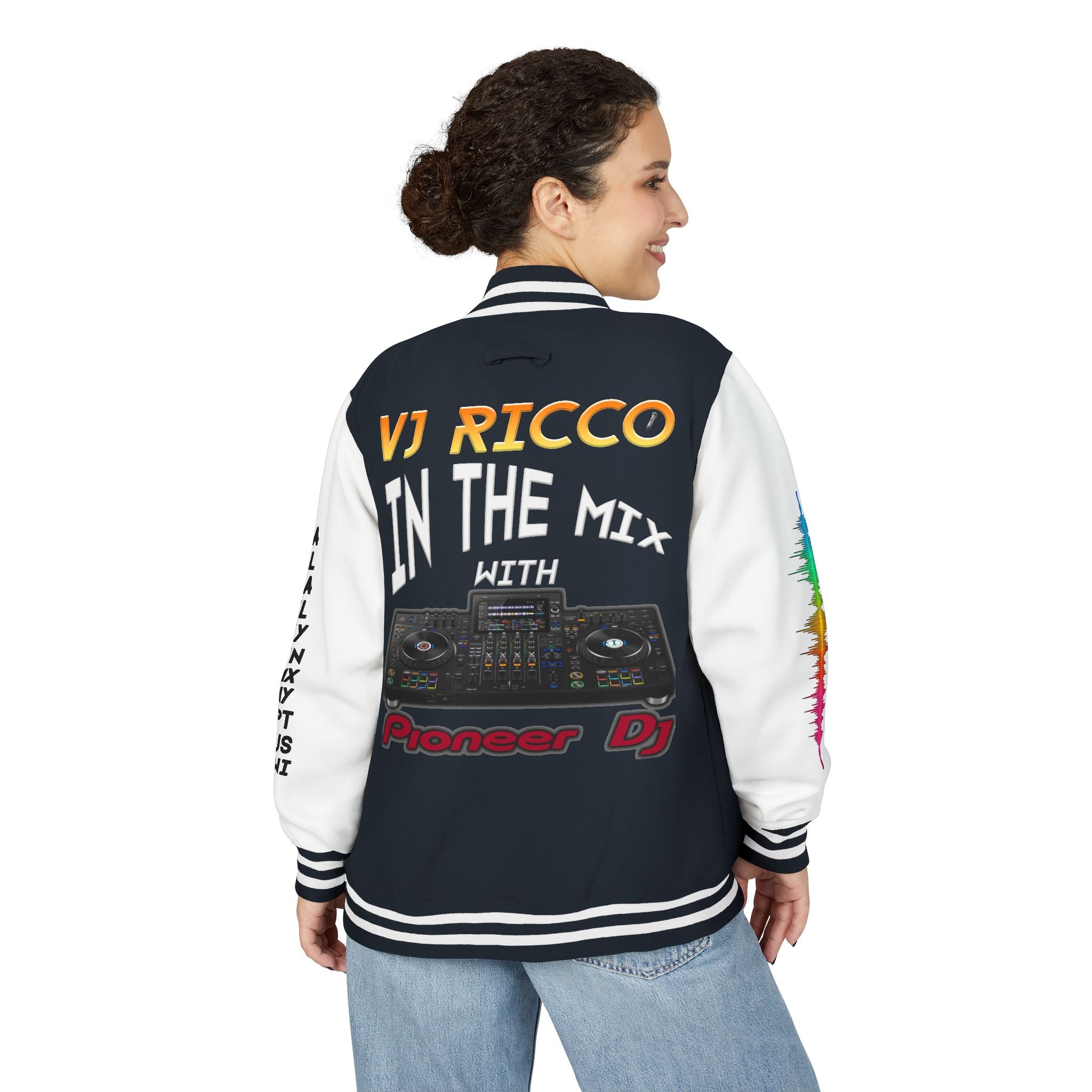 "VJ Ricco"🎤 Unisex Letterman Jacket – Personalize with Name, Year, State & DJ brand