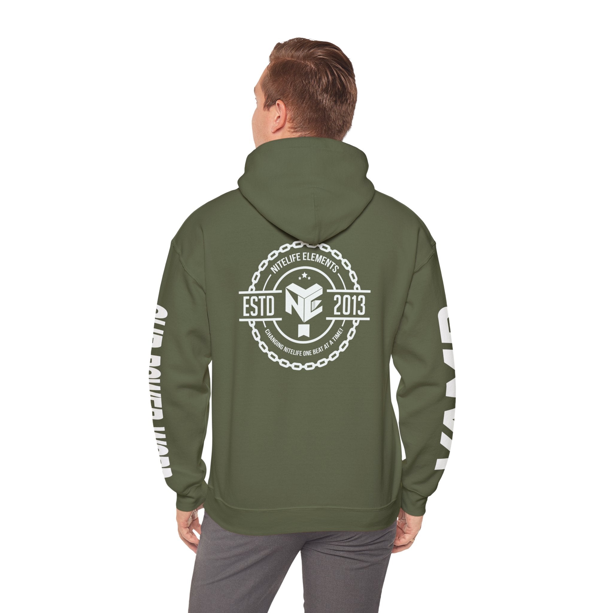 "Nightlife Elements" Customizable Unisex Heavy Blend Hoodie – Personalize w/Power Word
