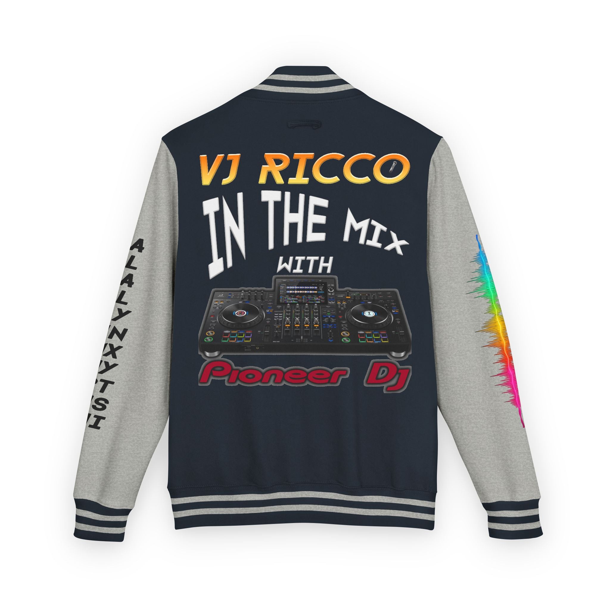 "VJ Ricco"🎤 Unisex Letterman Jacket – Personalize with Name, Year, State & DJ brand