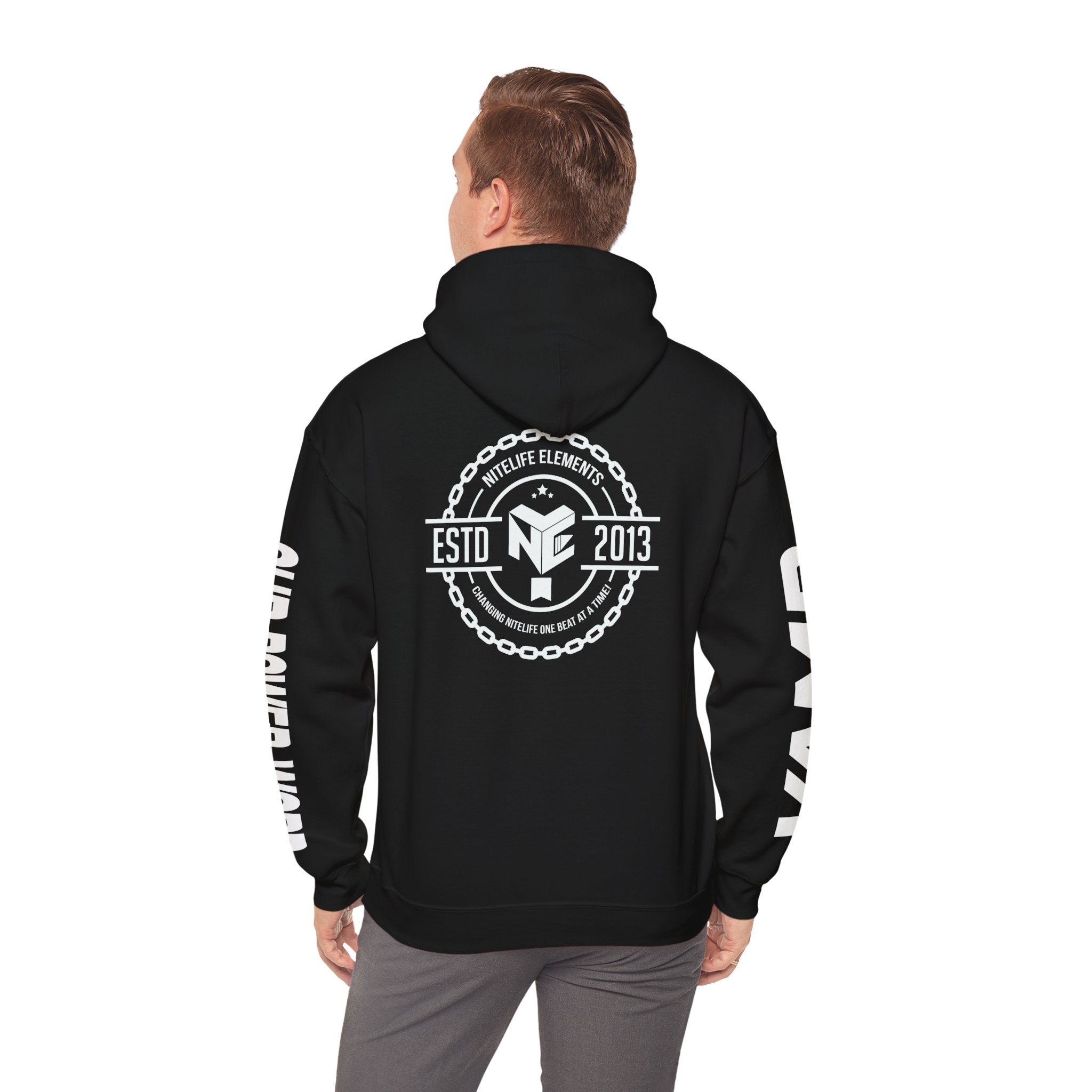 "Nightlife Elements" Customizable Unisex Heavy Blend Hoodie – Personalize w/Power Word