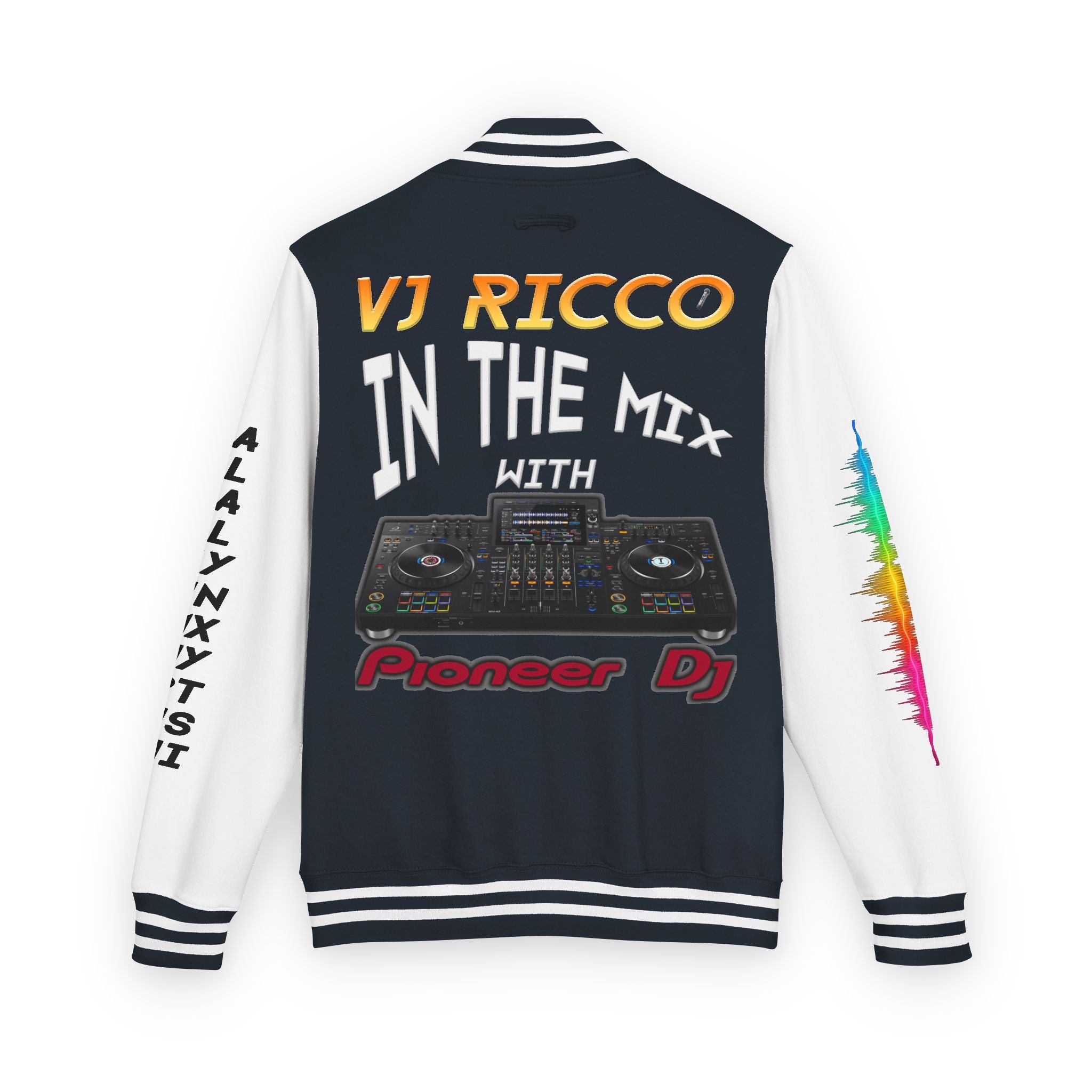 "VJ Ricco"🎤 Unisex Letterman Jacket – Personalize with Name, Year, State & DJ brand
