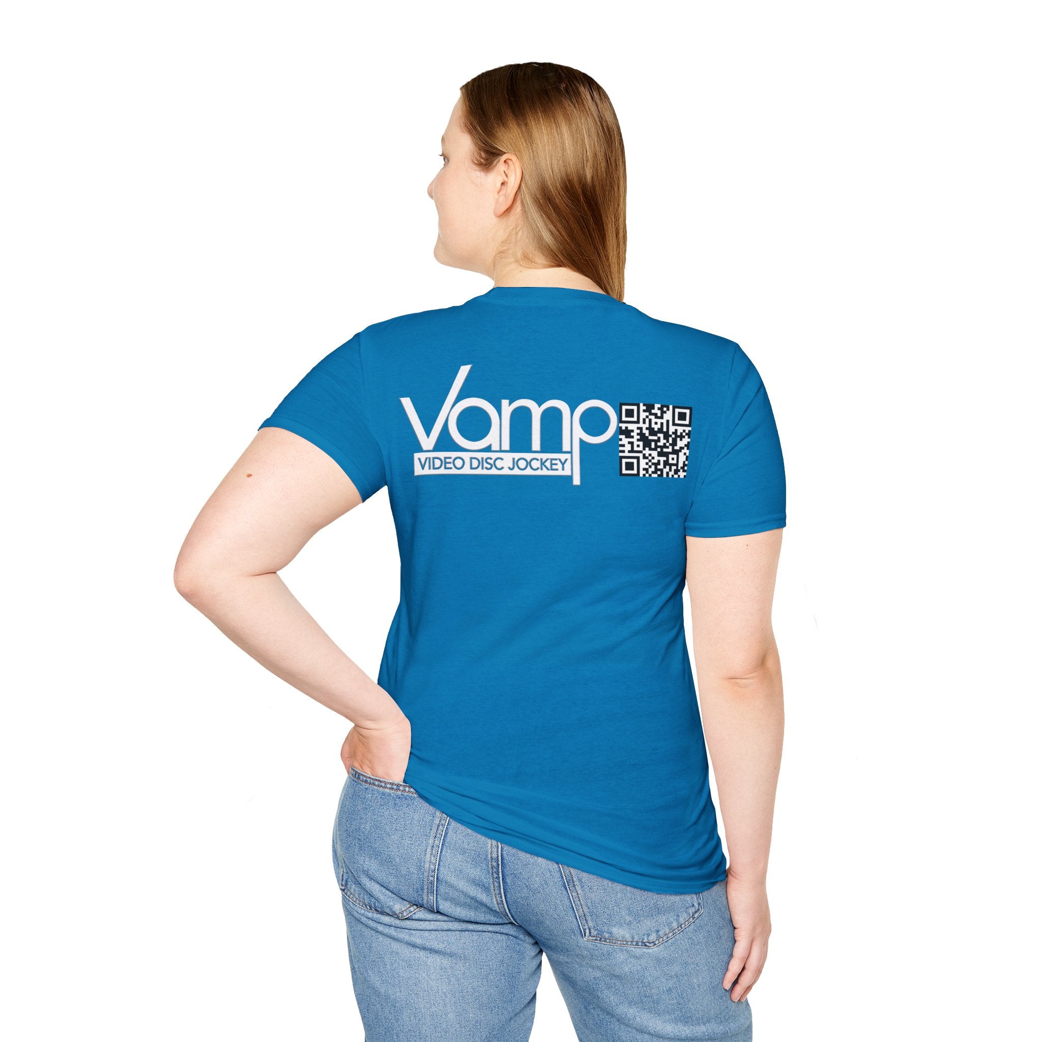 "DJ VAMP" 🎧Personalized Logo Tee – Bold, Loud, and Made to Move - QR