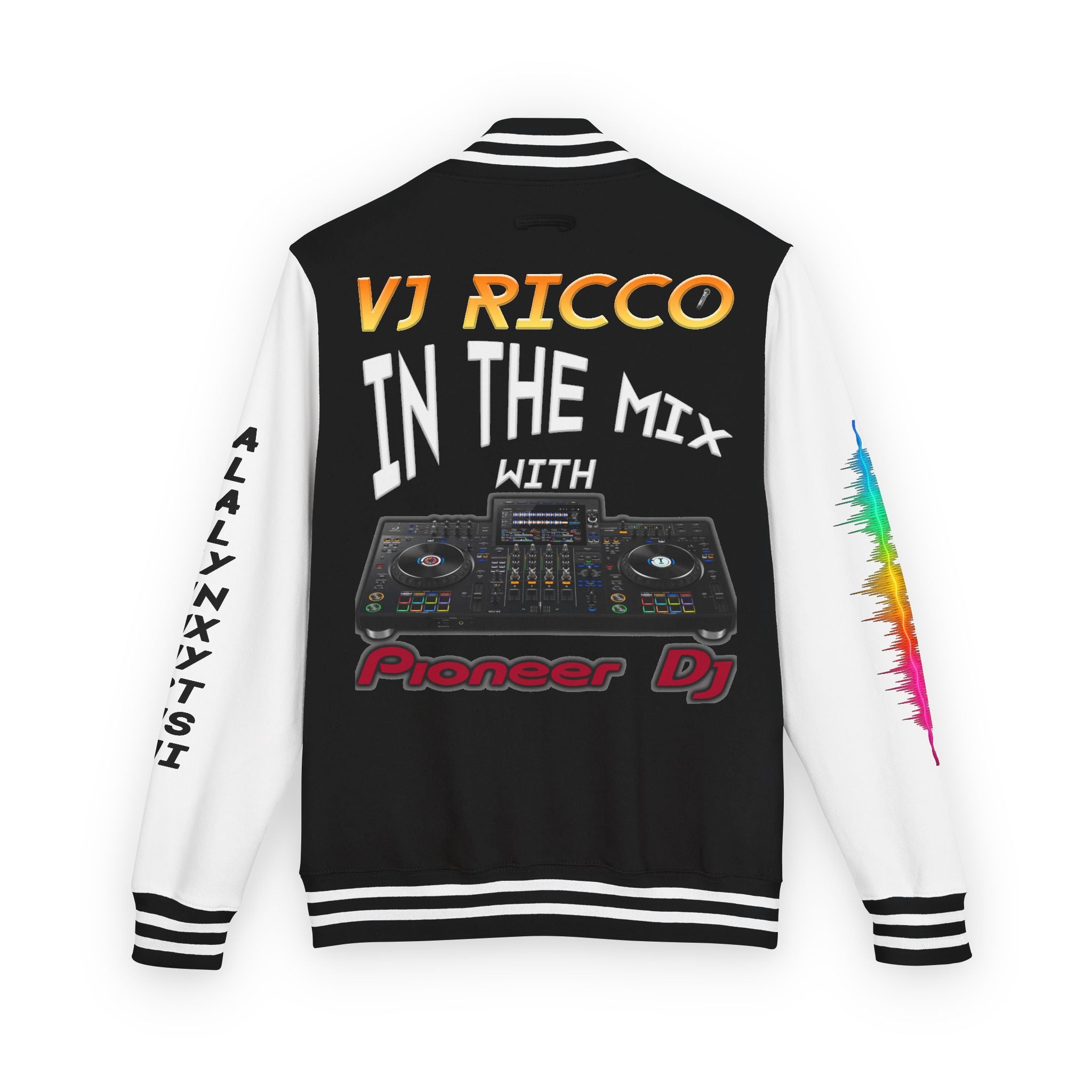 "VJ Ricco"🎤 Unisex Letterman Jacket – Personalize with Name, Year, State & DJ brand