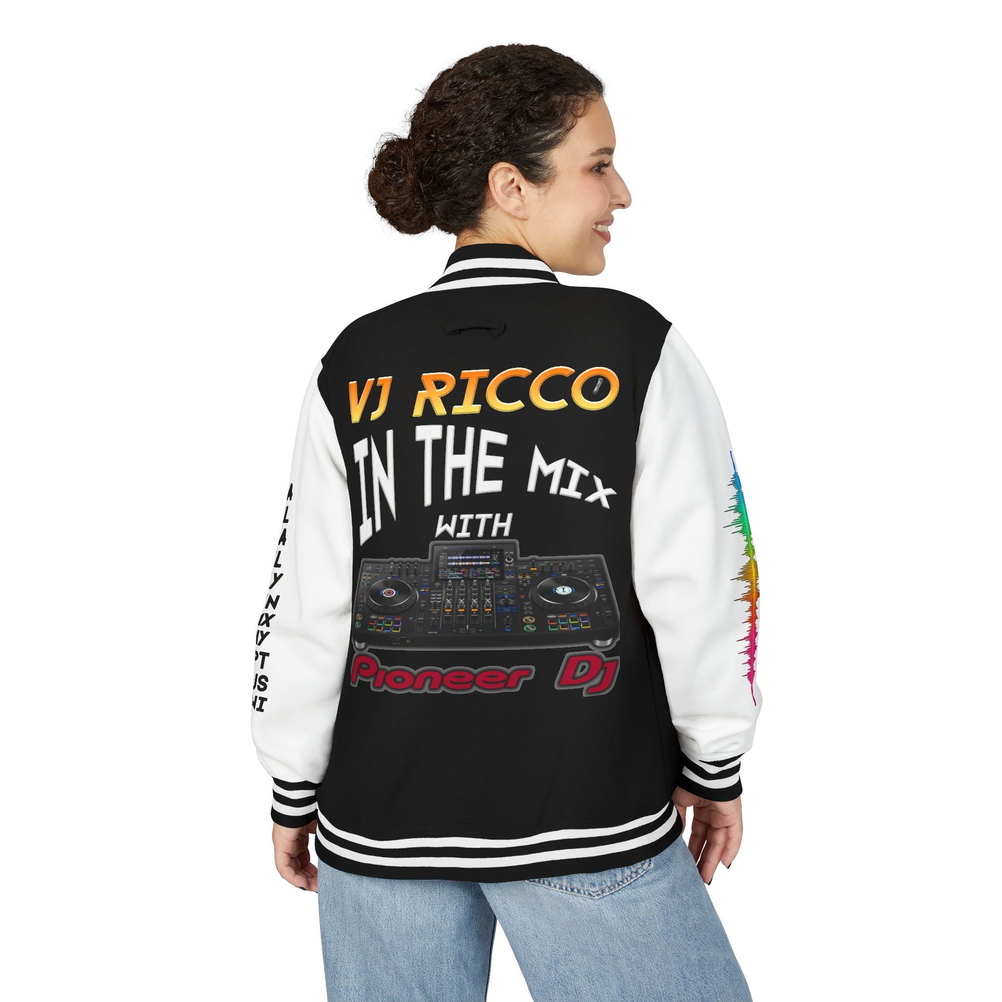 "VJ Ricco"🎤 Unisex Letterman Jacket – Personalize with Name, Year, State & DJ brand