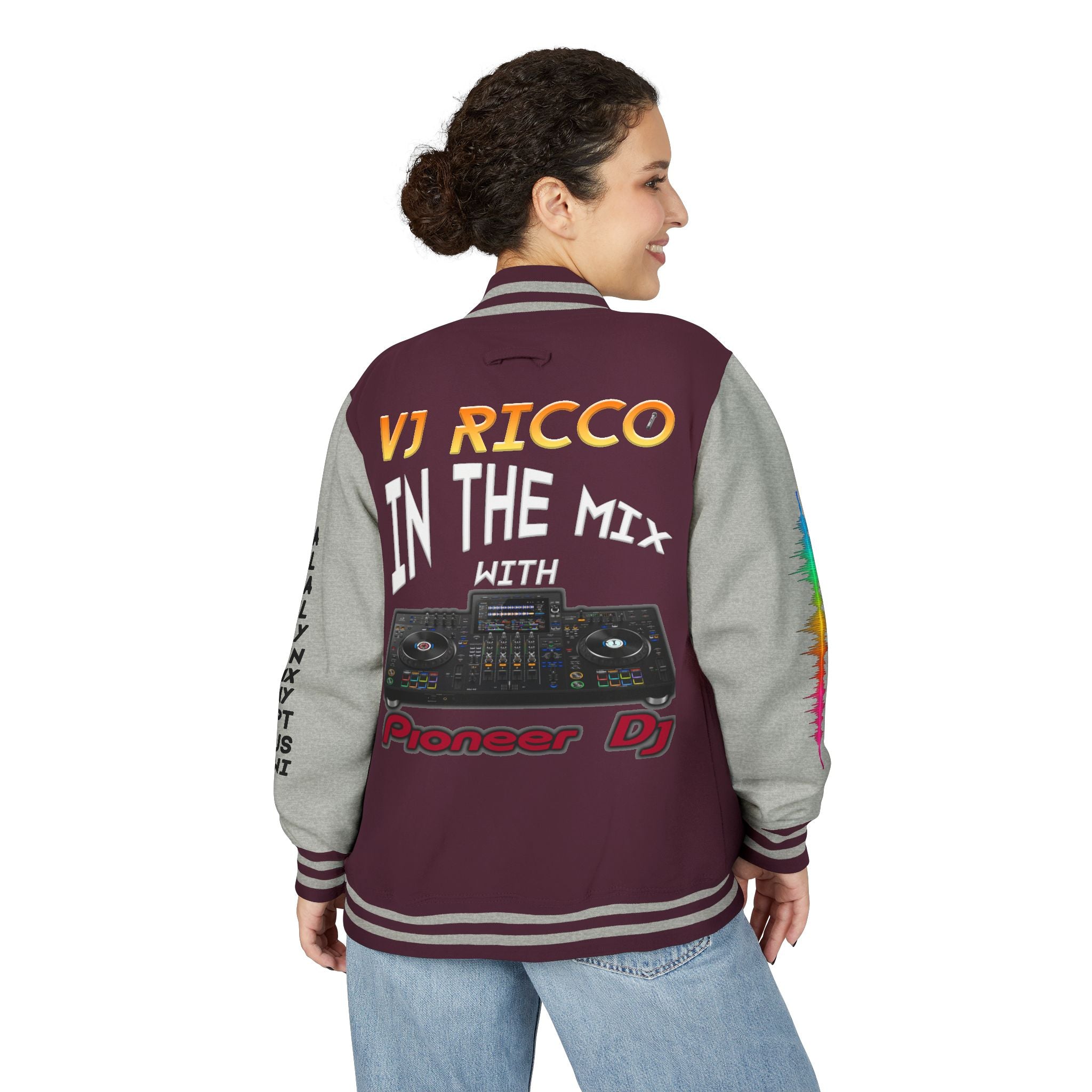 "VJ Ricco"🎤 Unisex Letterman Jacket – Personalize with Name, Year, State & DJ brand