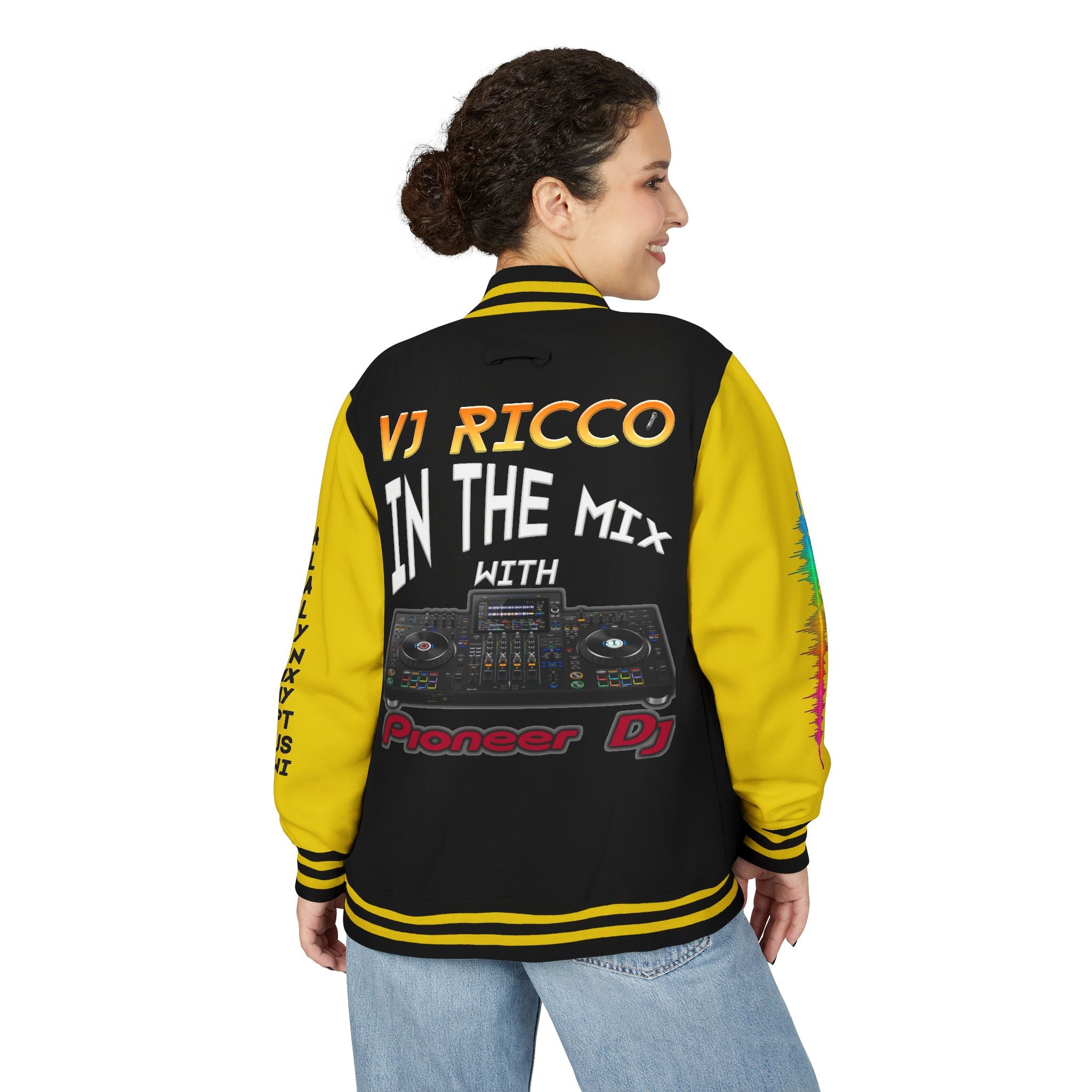 "VJ Ricco"🎤 Unisex Letterman Jacket – Personalize with Name, Year, State & DJ brand
