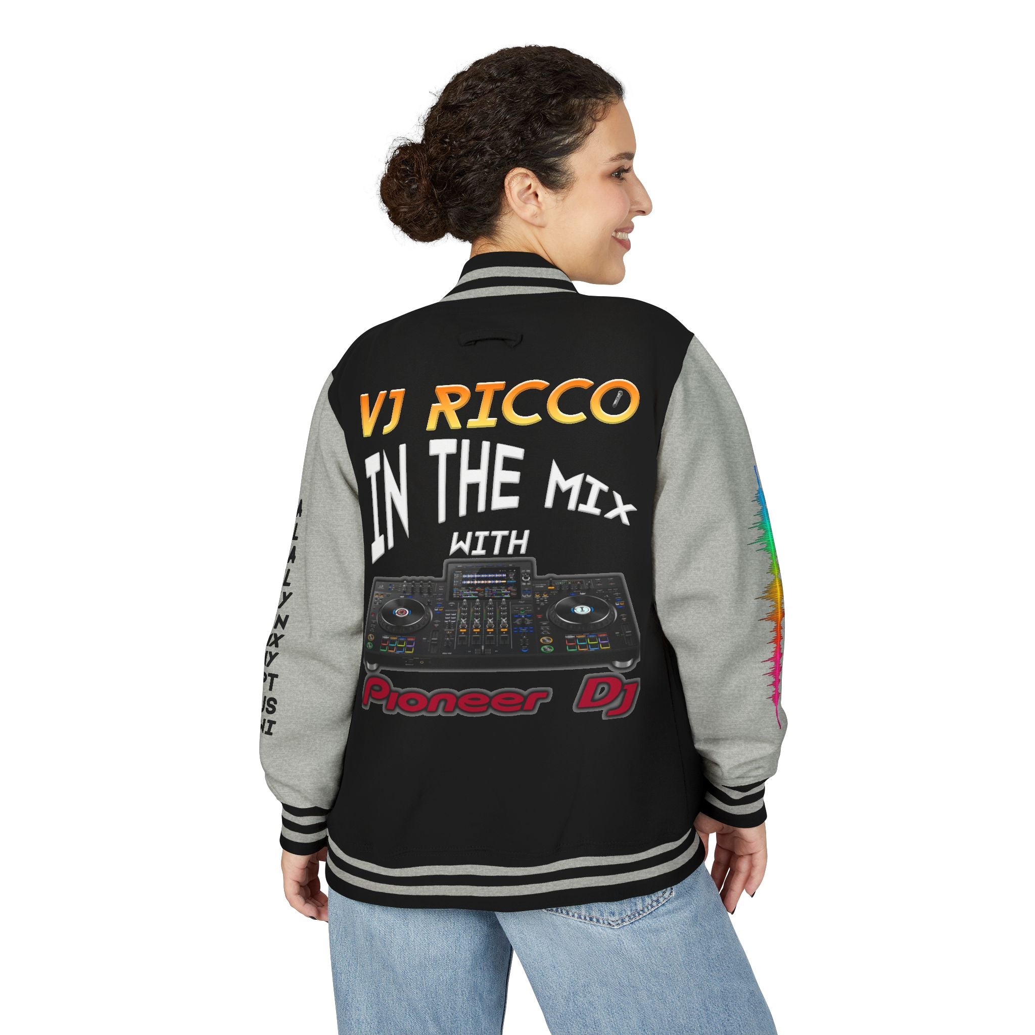 "VJ Ricco"🎤 Unisex Letterman Jacket – Personalize with Name, Year, State & DJ brand